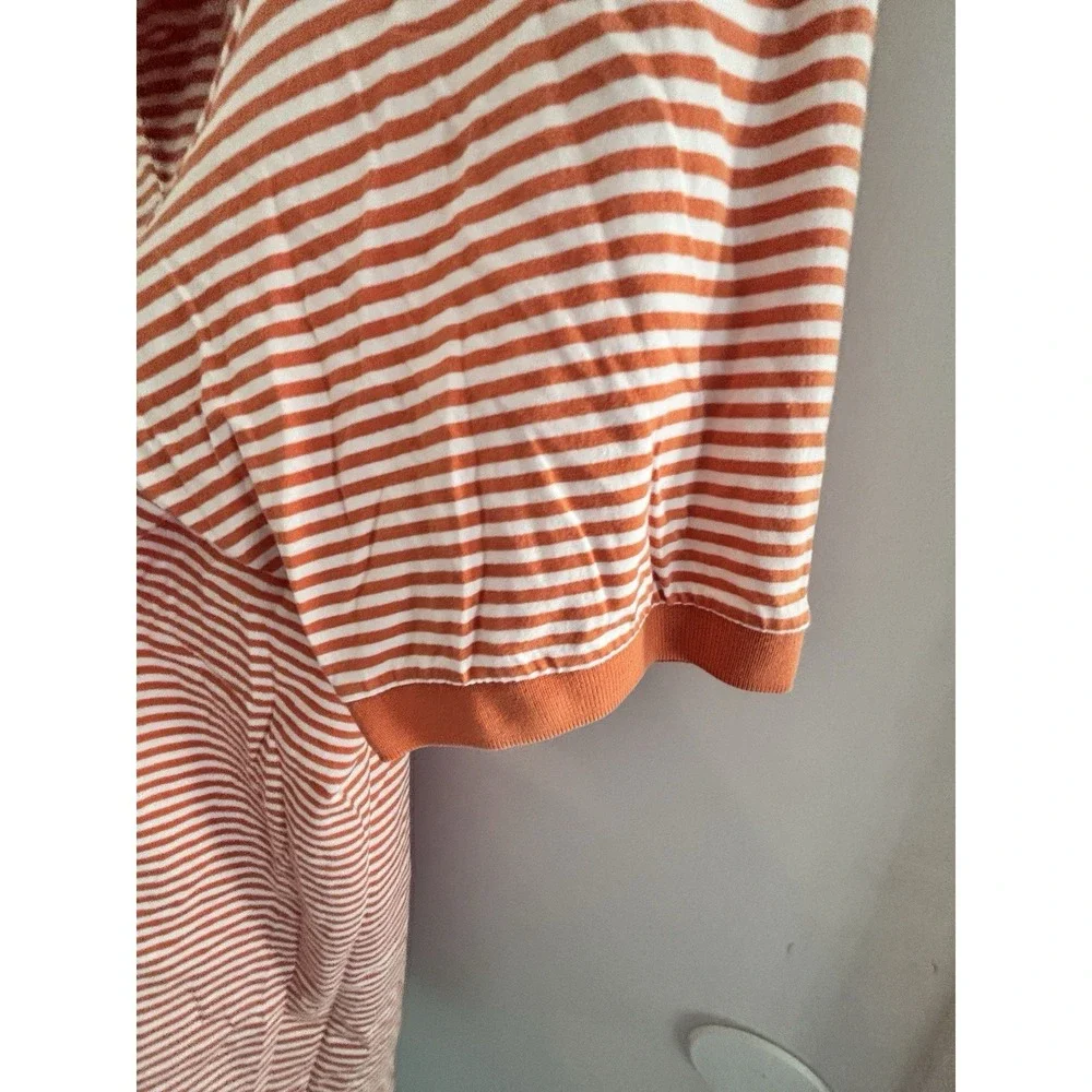 Polo Ralph Lauren Large Orange White Stripe 100% Cotton Large Polo 48x29 Clean